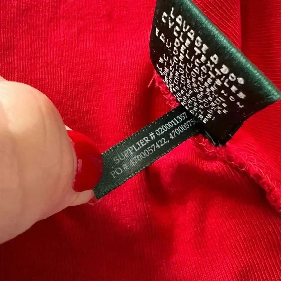 Lauren Ralph Lauren Women's Red Tunic Top L Faux Suede Trim V-Neck - Picture 10 of 13